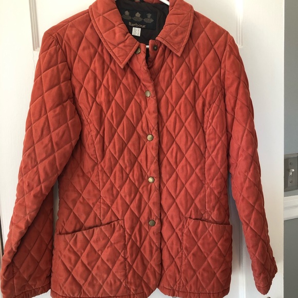 barbour orange quilted jacket